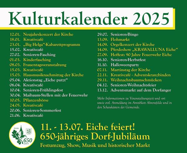 Kulturkalender Eiche 2025